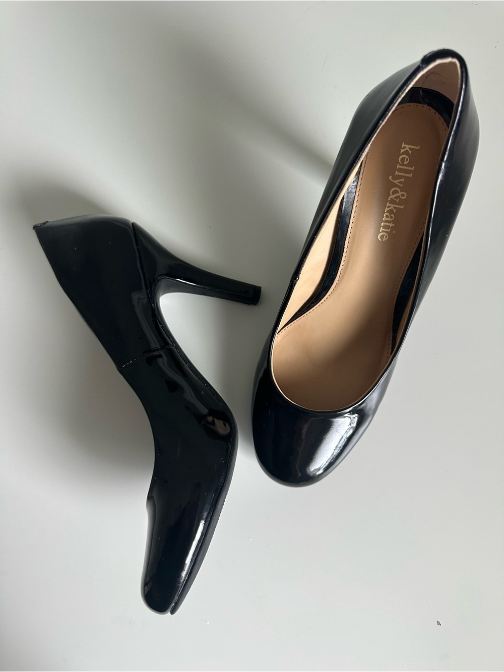Kelly & Katie Black Patent Round Toe Stiletto Pumps | Classic Work Heels - Picture 16 of 16